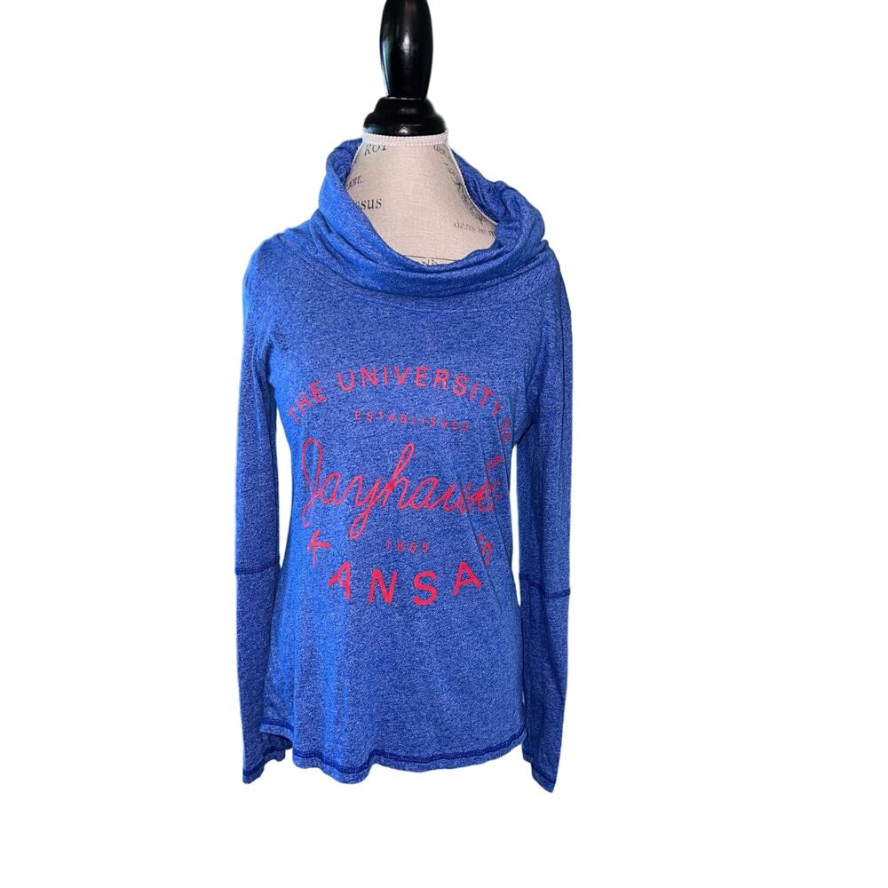 University of Kansas Blue Lightweight Hoodie Sweatshirt Women's Size Med EUC
